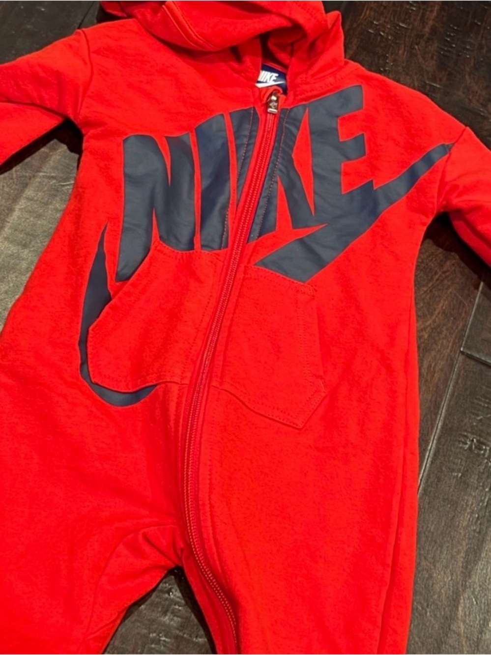 Nike Red Baby One-Piece Hoodie Jumpsuit